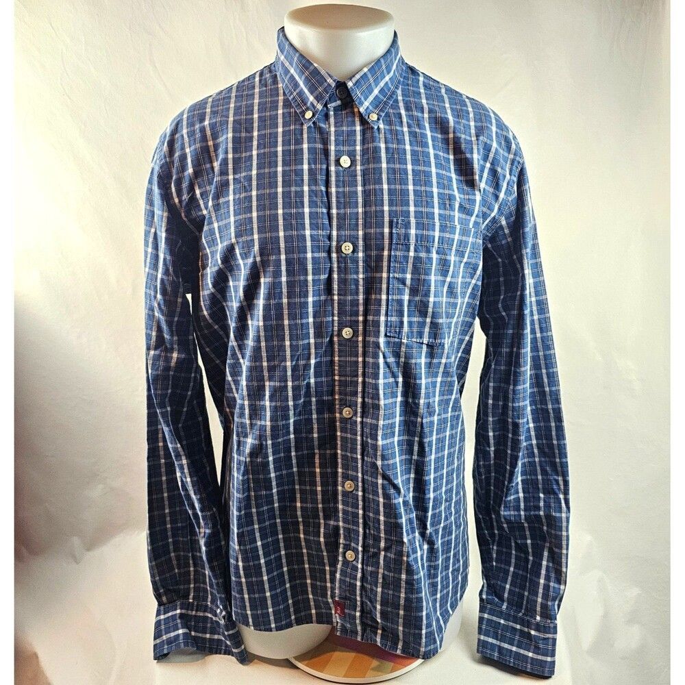 Abercrombie Fitch Shirt Mens Large Blue Button Down Plaid Muscle Fit Preppy Y2k